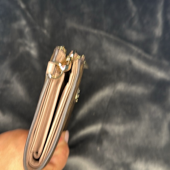 Michael Kors Double Zip Wallet Wristlet Leather Brown and Ballet Pink - Picture 3 of 10